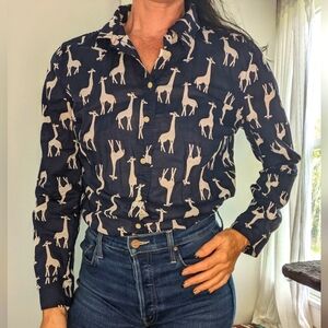 Talbots giraffe dress shirt size Large EUC